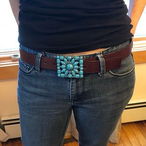 brown bonded leather belt